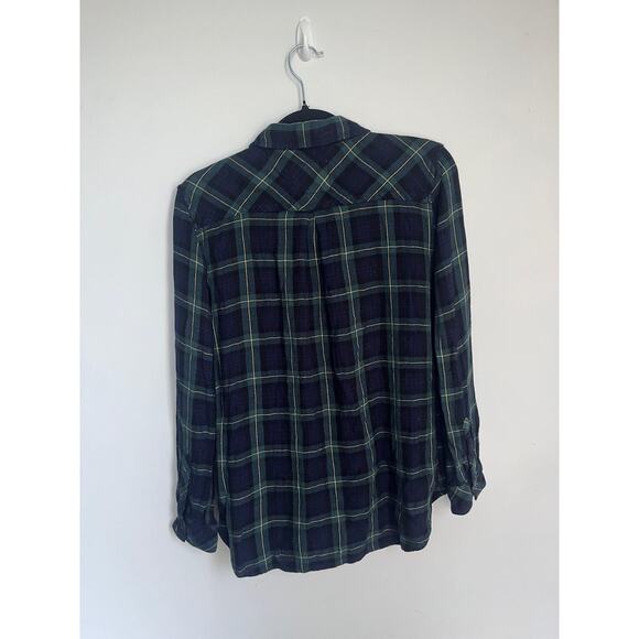 Rails Plaid Button Down Shirt Women M Navy Green Checkered Flannel - Picture 2 of 7